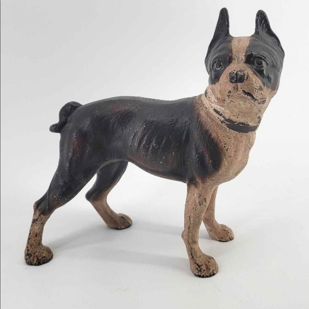 Vintage Hubley Cast Iron Bulldog Boston Terrier French Bulldog Original Paint